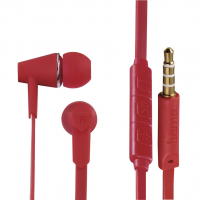 Hama sluchátka s mikrofonem Joy, špunty, regulace hlasitosti, červená