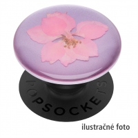 PopSockets PopGrip Gen.2, Pressed Flower Delphinium Pink, růžový kvítek zalitý v pryskyřici