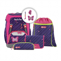 Školní batoh pro prvňáčky – 5dílný set, Step by Step GRADE Třpytivý motýl, AGR