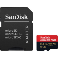 SanDisk Extreme PRO microSDXC 64GB + SD Adapter 200MB/s and 90MB/s A2 C10 V30 UHS-I U3