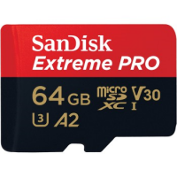 SanDisk Extreme PRO microSDXC 64GB + SD Adapter 200MB/s and 90MB/s  A2 C10 V30 UHS-I U3