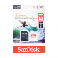 SanDisk Extreme microSDXC 128GB pro akční kamery + SD Adapter 170MB/s and 80MB/s, A2 C10 V30 UHS-I U4