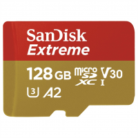 SanDisk Extreme microSDXC 128GB pro akční kamery + SD Adapter 170MB/s and 80MB/s, A2 C10 V30 UHS-I U4