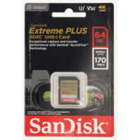 SanDisk Extreme PLUS 64GB SDXC Memory Card 170MB/s and 80MB/s, UHS-I, Class 10, U3, V30