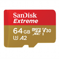 SanDisk Extreme microSDXC 64GB + SD Adapter 170MB/s and 80MB/s A2 C10 V30 UHS-I U3