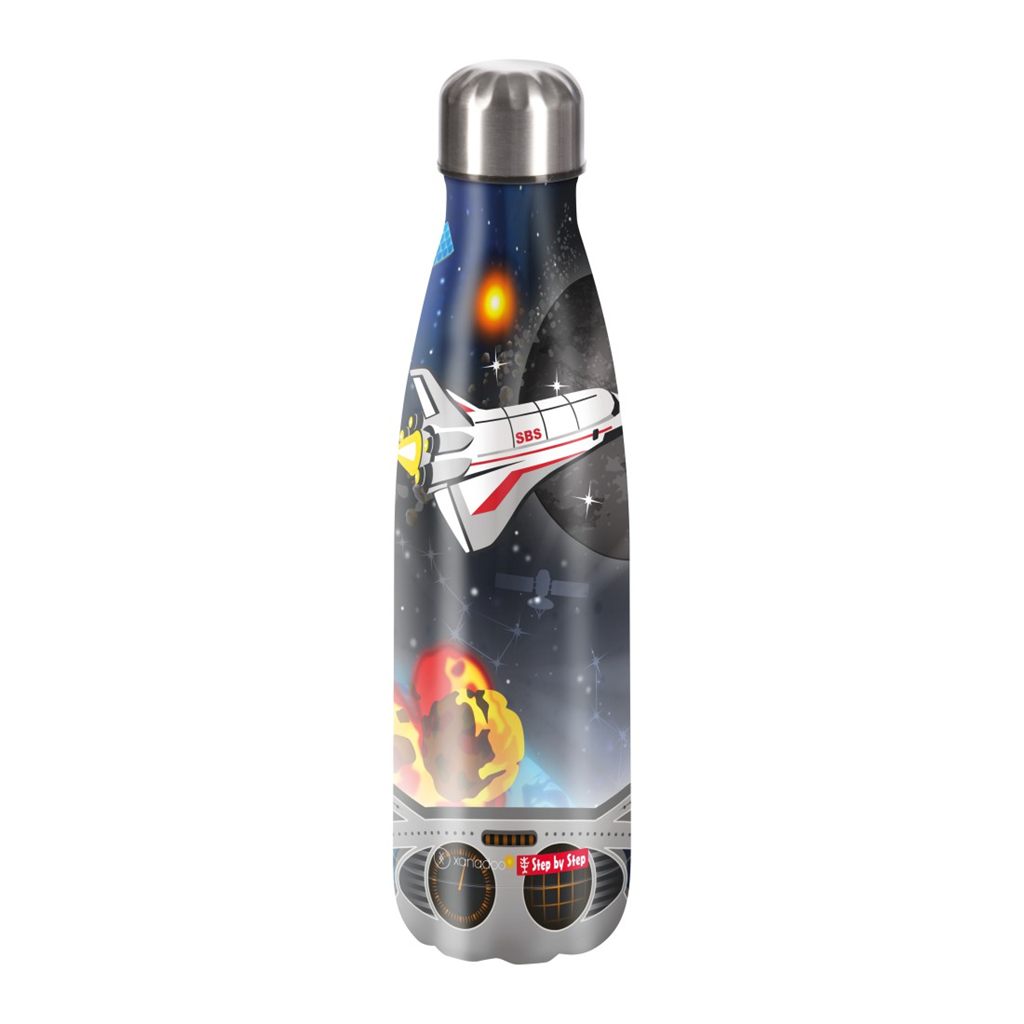 Izolovaná láhev na pití z nerezové oceli 0,50 l, Vesmírná raketa Rico Step by Step, OLD
