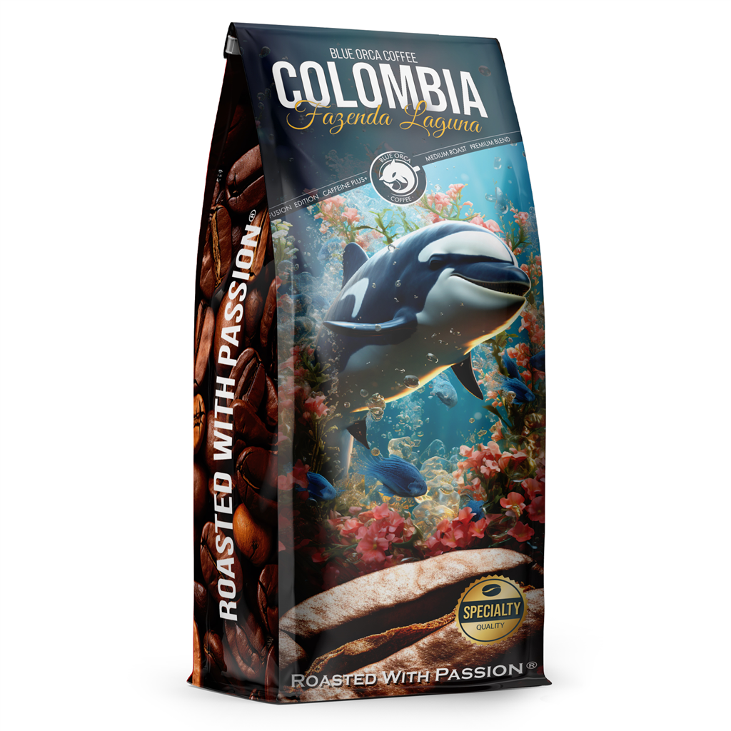 Blue Orca Fusion Colombia Fazenda Laguna, zrnková káva, 1 kg, Arabica/Robusta (75/25 %) Blue Orca Coffee