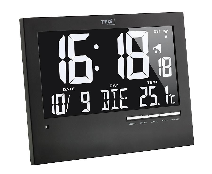 TFA 60.4508 - Rádiem řízené nástěnné hodiny s češtinou a automatickým podsvícením